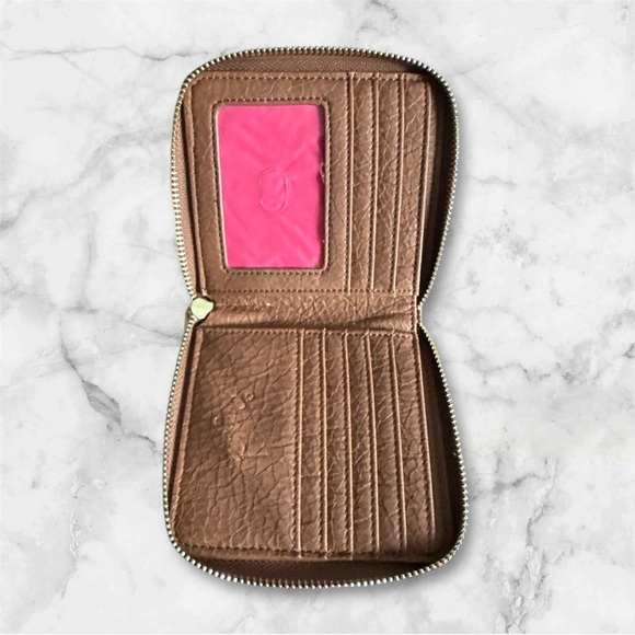 Cute Small Catchfly Cactus Embroidered brown Wallet - Picture 3 of 7